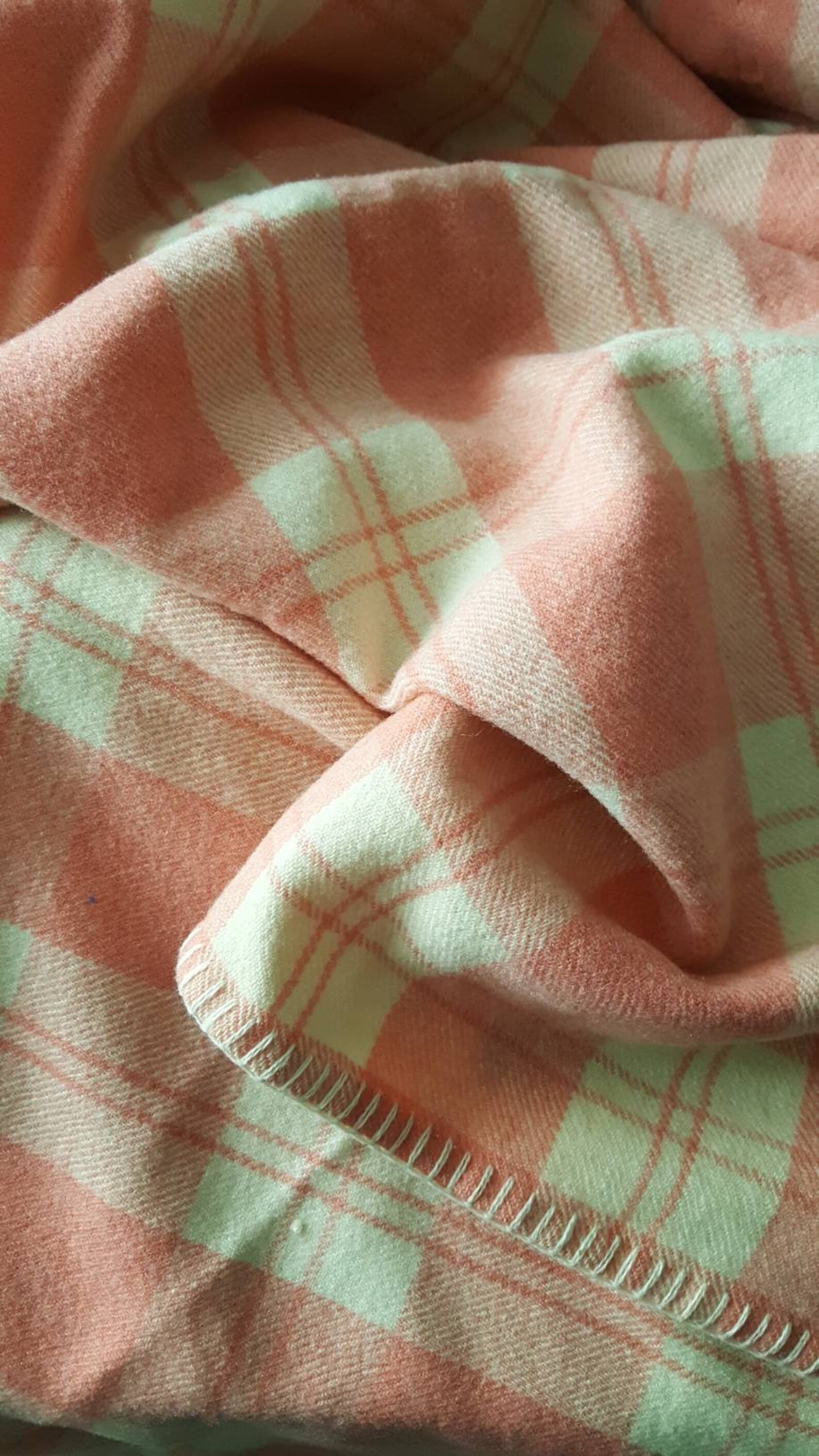 Pretty Welsh Blanket Vintage Wool Blanket in Coral Pink & Etsy