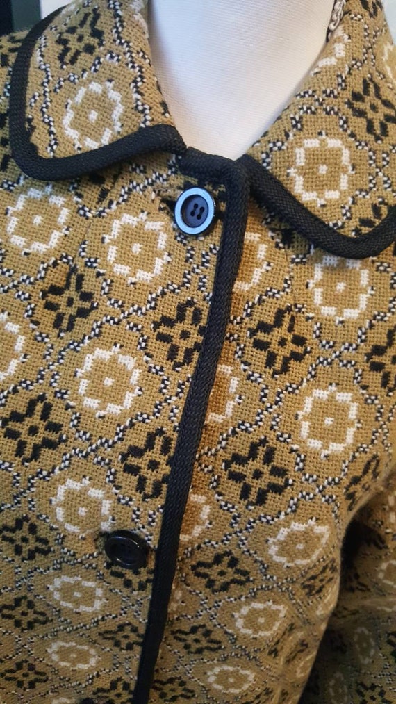 Welsh Tapestry Coat, Mustard 1960s Wool Coat, Wels