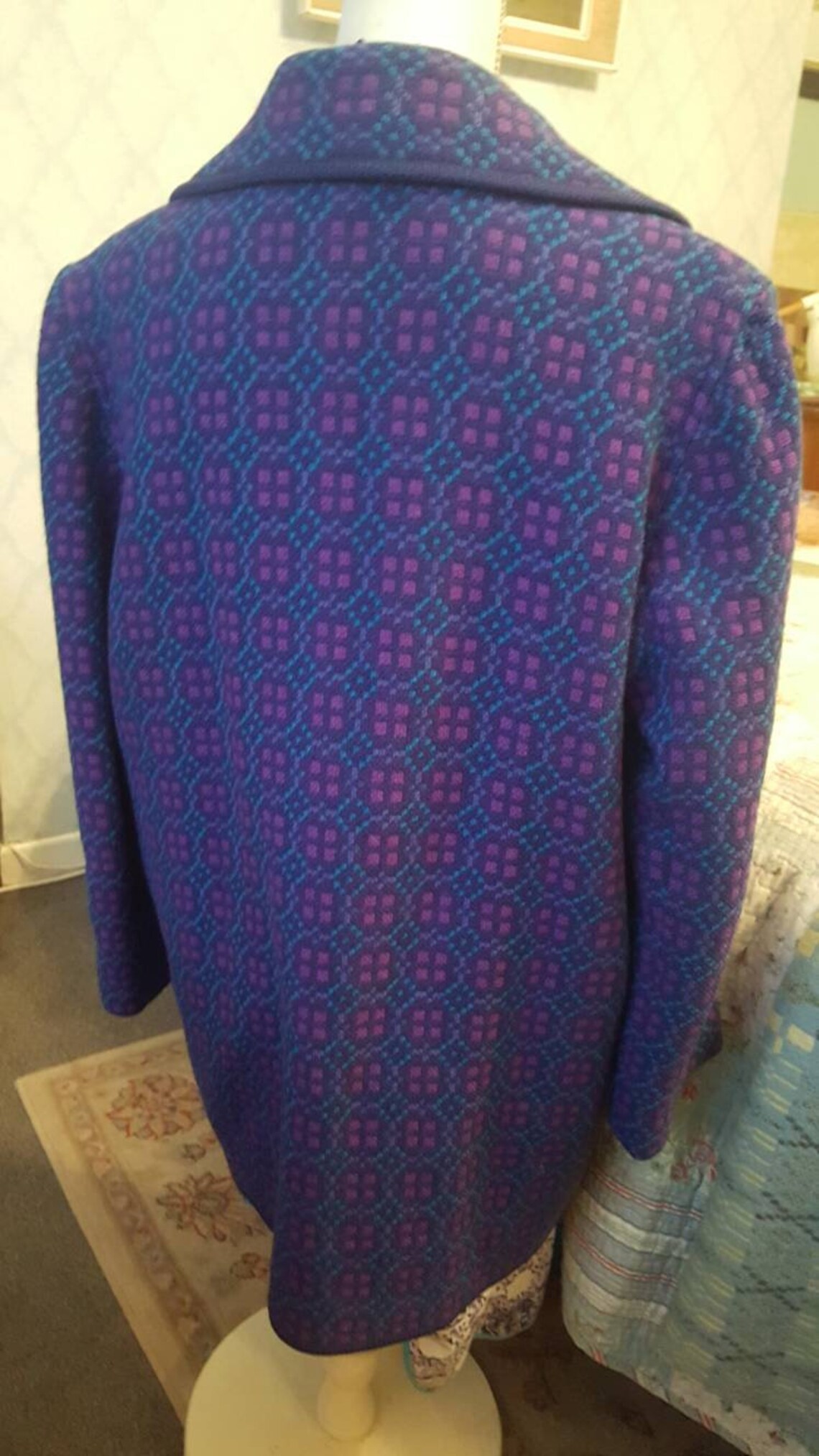 Welsh Tapestry Coat Purple &Blue 1960s Wool Coat Welsh Etsy