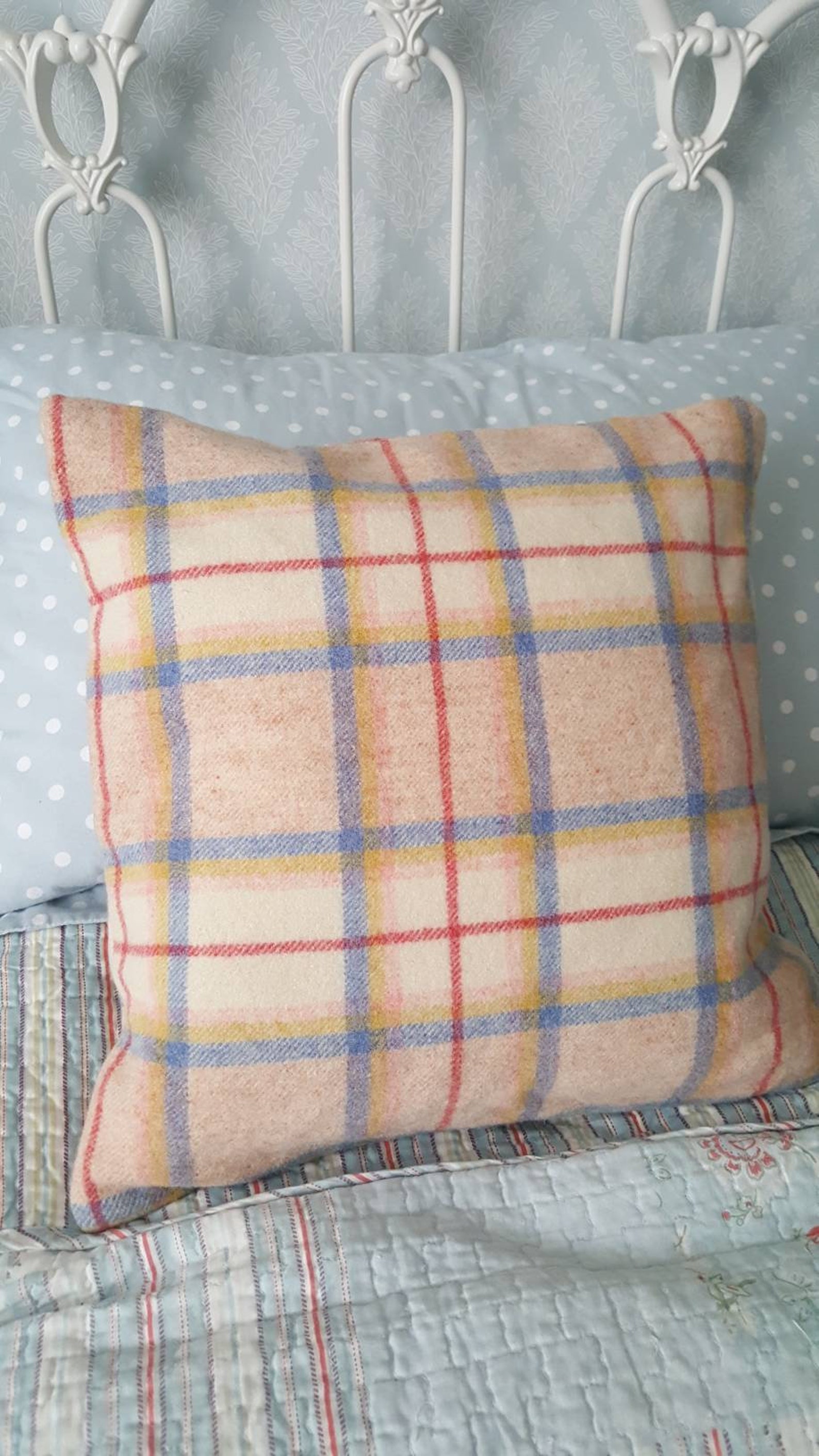 Welsh Cushion Welsh Wool Cushion Welsh Blanket Cushion Pink Etsy