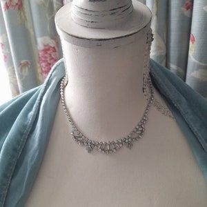 Vintage Dainty Diamante Wedding Necklace, Art Deco Rhinestone Choker, Swarovski Vintage Wedding Jewellery, Paste & Crystal Glass