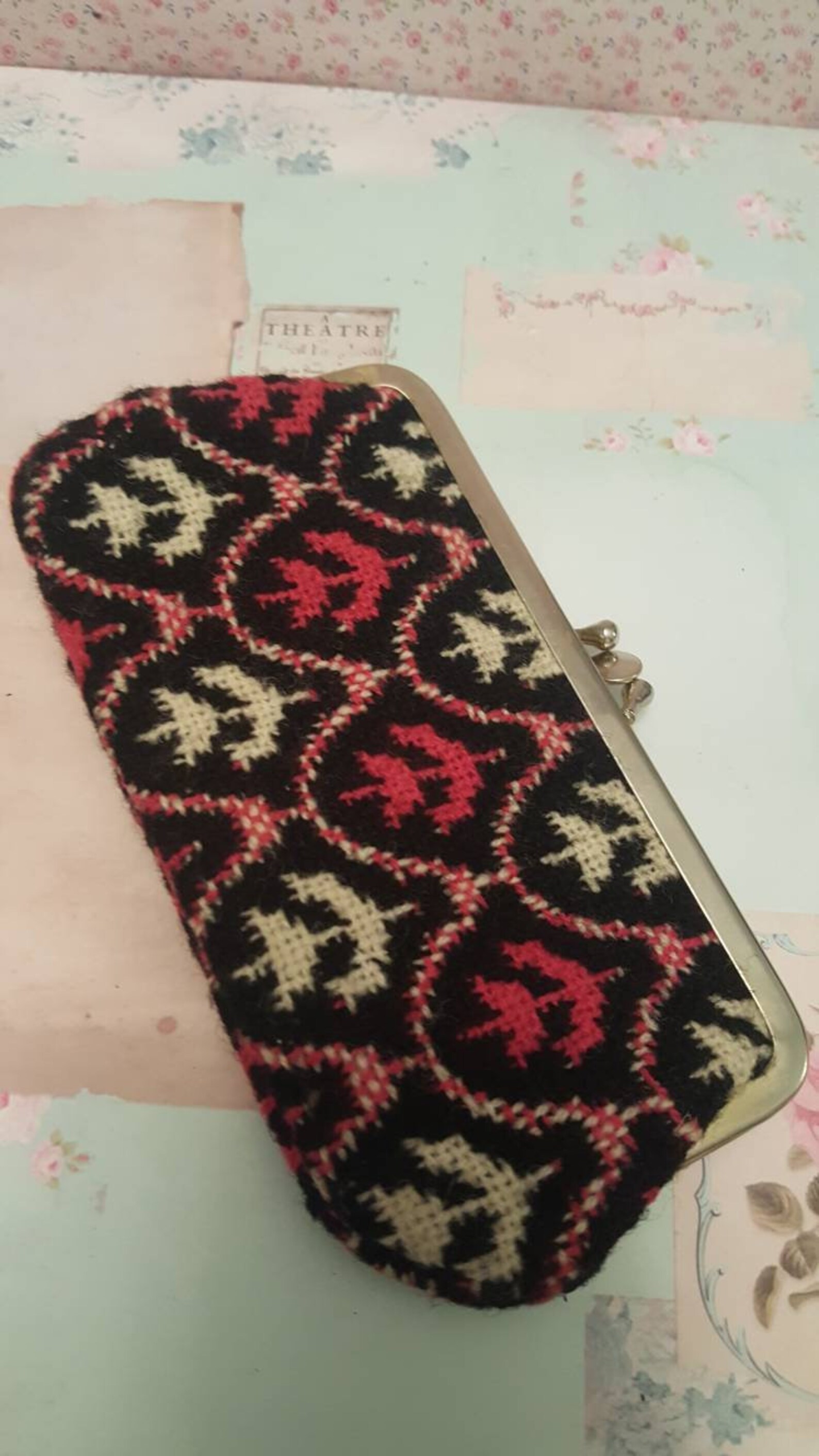 Vintage Welsh Tapestry Coin Purse Red Black & White Brynkir Etsy