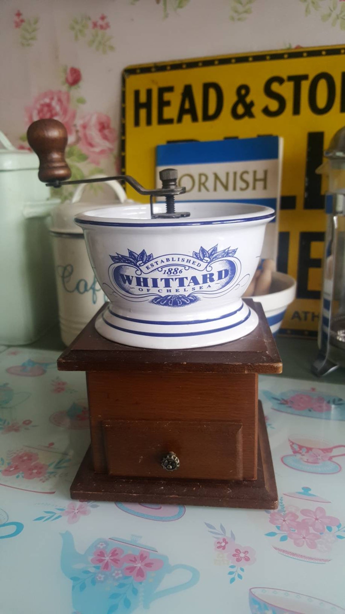 Whittard of Chelsea Coffee Grinder in Blue & White China Etsy