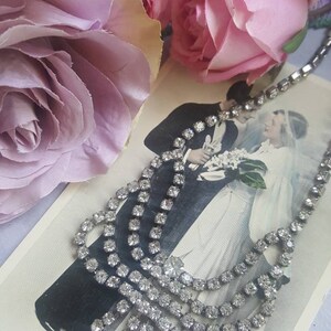 Art Deco Rhinestone Necklace, Swarovski Vintage Wedding Jewellery, Paste & Crystal Glass, Gatsby Bridal 1930s