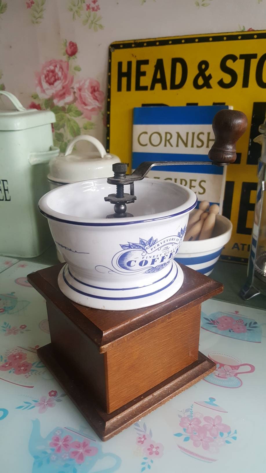 Whittard of Chelsea Coffee Grinder in Blue & White China Etsy