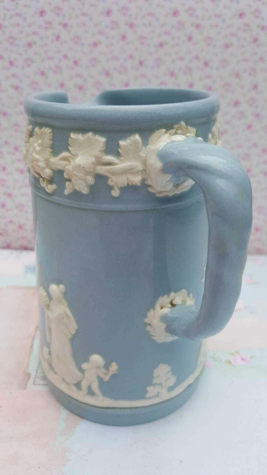 WEDGWOOD Blue Queensware Jug With Rope Handle Vintage Blue Etsy