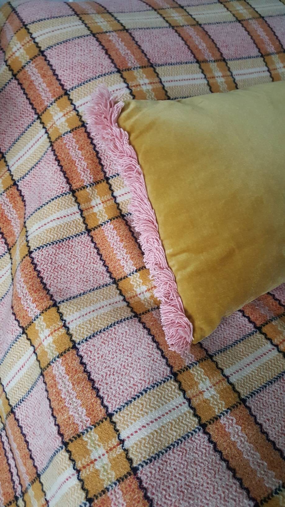 Welsh Blanket Vintage Welsh Wool 1950s Bedspread Yellow & Etsy