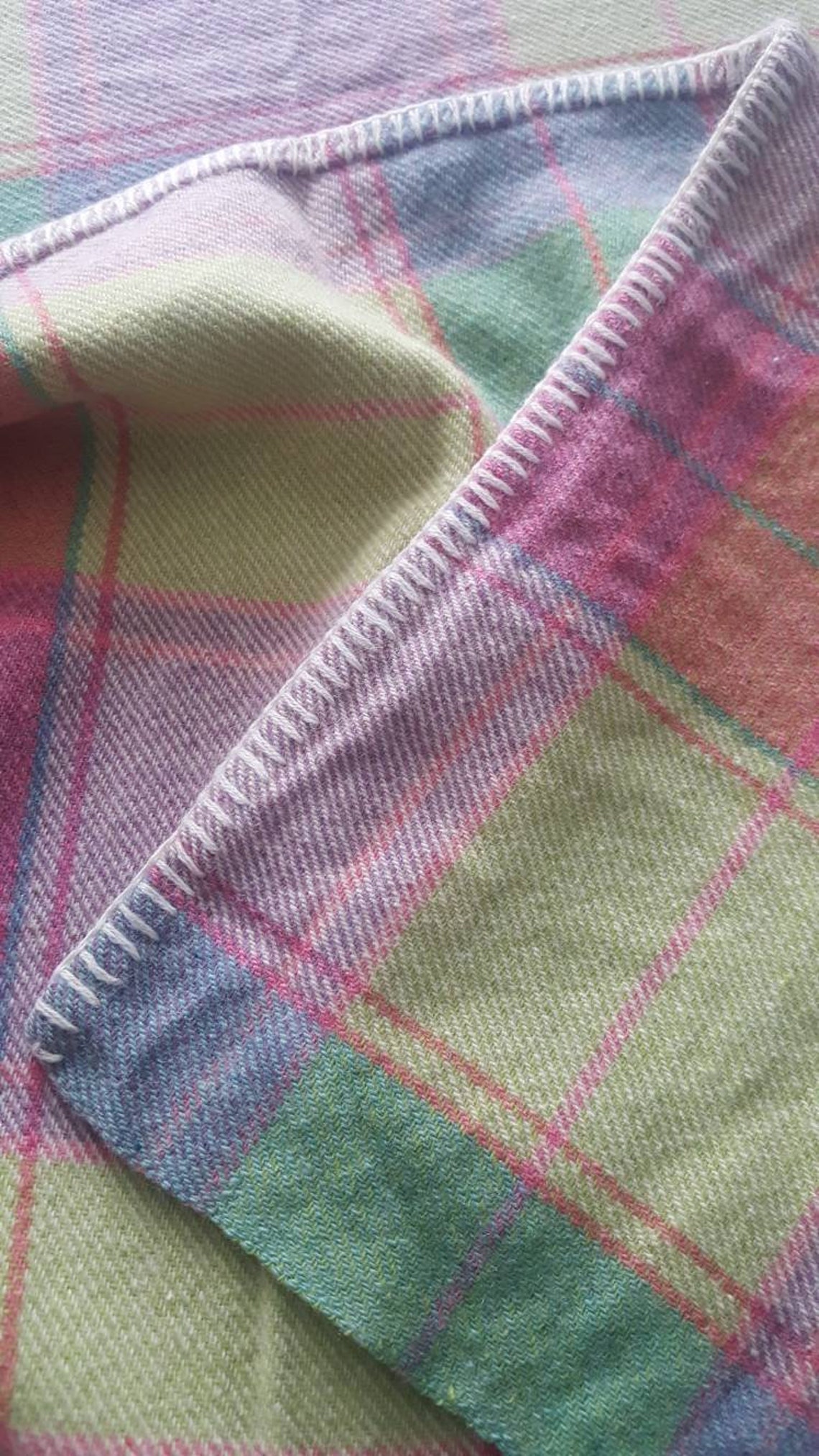 Pretty Welsh Blanket Vintage Wool Blanket in Pink Icecream Etsy