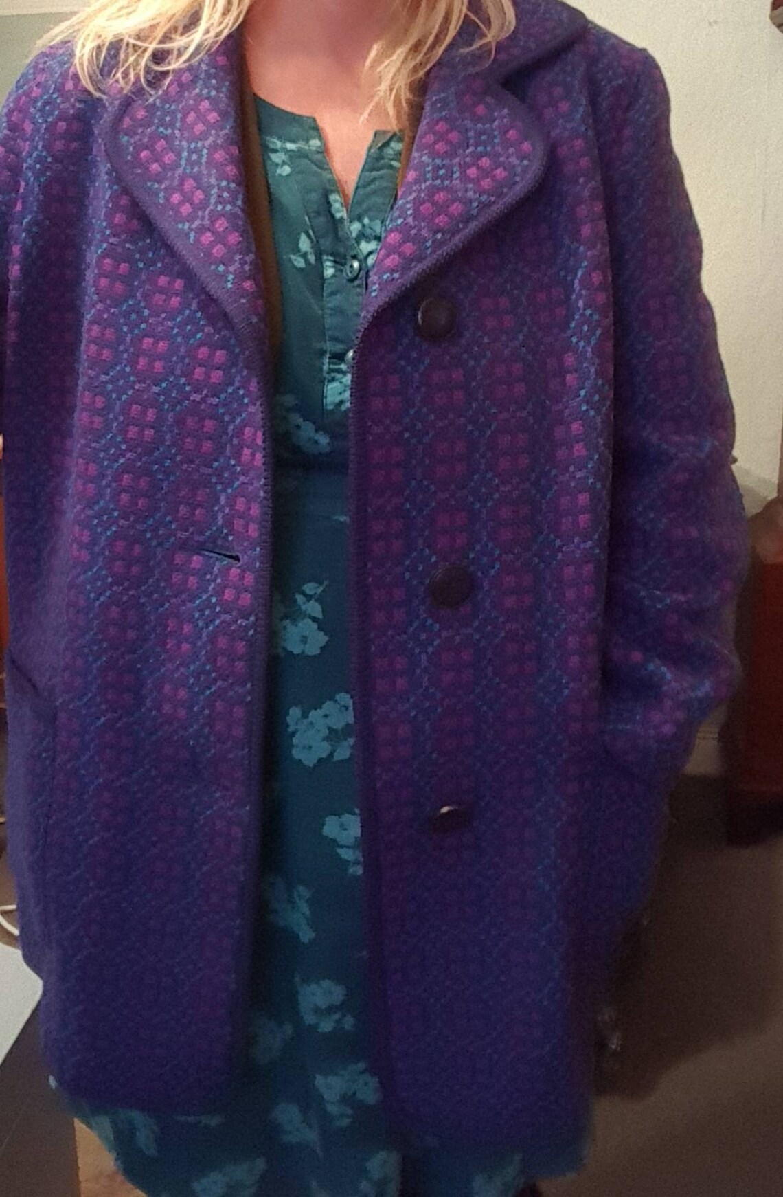 Welsh Tapestry Coat Purple &Blue 1960s Wool Coat Welsh Etsy