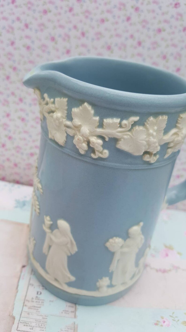 WEDGWOOD Blue Queensware Jug With Rope Handle Vintage Blue Etsy UK