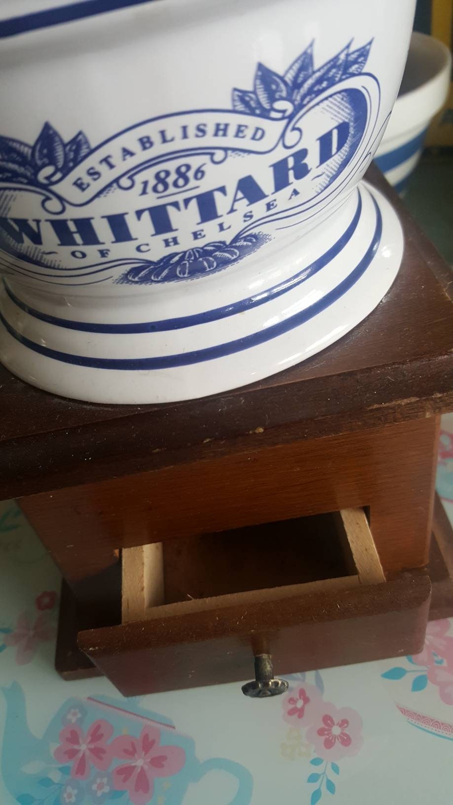 Whittard of Chelsea Coffee Grinder in Blue & White China Etsy