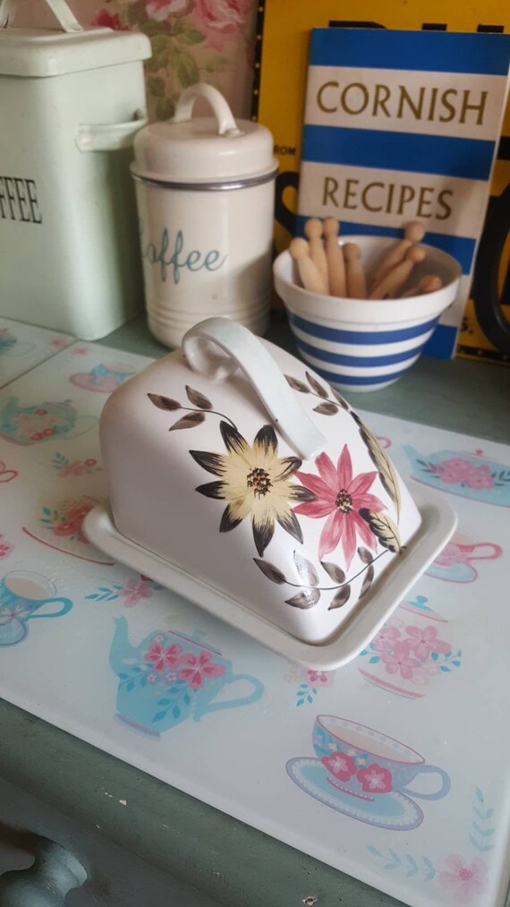 Pretty Floral Butter Cheese Dish Vintage Butter Dish Radford