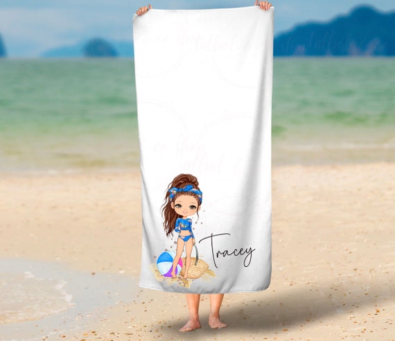 Personalised Blue Beach Fashion Girl Beach Towel Beach Towel