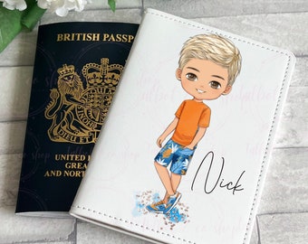 Personalised summer fashion boy passport cover, custom passport cover, travel accessories, passport wallet , passport cover