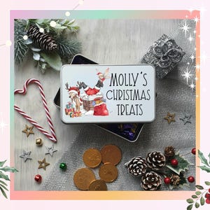 Personalised Santa Chimney Christmas Cookie Tin - Custom Treat Box- Personalised Biscuit Tin