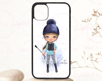 Personalised horse riding girl iPhone case, iPhone 6,7,8,9,11,12,13 pro,pro max, x,Xr,  personalised custom name phone case,