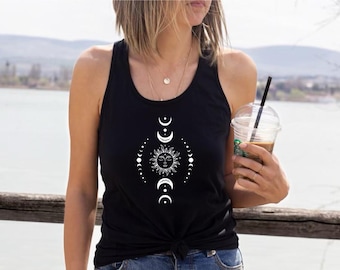 Sun And Moon vest top, yoga vest top, fitness workout vest top, yoga tank top, gym vest top