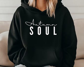 Autumn Soul Graphic Hoodie, Cozy Fall Jumper