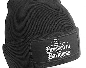 Dressed In Darkness Beanie Hat, Pullover Wooly Hat, Beanie For Adults, Cotton Knit Hat