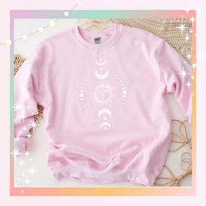 Sun and moon sweatshirt, boho sweatshirt, moon sweatshirt,Celestial Zodiac Crewneck | Spiritual Hoodie | Moon Phase Sweatshirt | Cosmic Gift