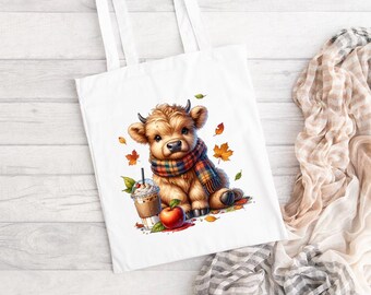 Autumn Highland Cow Tote Bag - Highland Cow - Highland Cow Gift