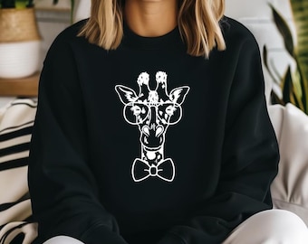 bow tie giraffe unisex sweatshirt, feel good sweatshirt, good vibes, happy sweatshirt, positive slogan shirt