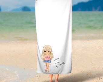 Personalised shorts beach fashion girl beach towel, beach towel personalised, custom beach towel, personalised bath towel