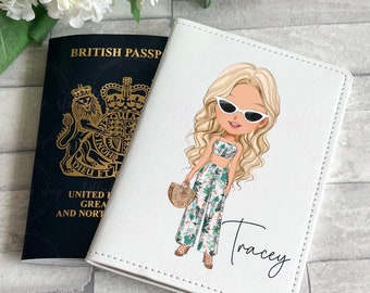 Personalised summer sunglasses  fashion girl passport cover, custom passport cover, travel accessories, passport wallet , passport cove