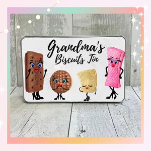 Personalised female Treat Tin – Custom Biscuit/Cookie Box – Gift for Mum, Kids – Reusable Metal Storage Tin
