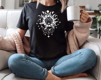 Sun moon dreamcatcher Unisex T-Shirt | Casual Cotton Tee for Her | Moon T-shirt | Celestial Shirt | Spirtual Shirt
