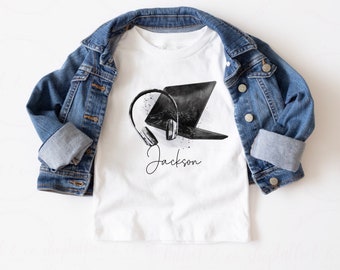 Personalised laptop and headset kids T-shirt, personalised children's t-shirt, personalised kids tee,