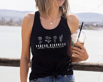 Spread Kindness Wildflower Vest Top, Yoga Workout Tank