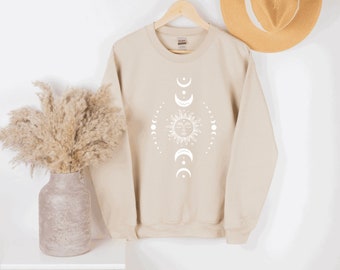 Sun and moon sweatshirt, boho sweatshirt, moon sweatshirt