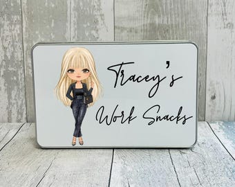 Gepersonaliseerde Boss Lady metalen snackblik, slaapkamer nette opberger, cadeaus voor tieners, gepersonaliseerd metalen blikje