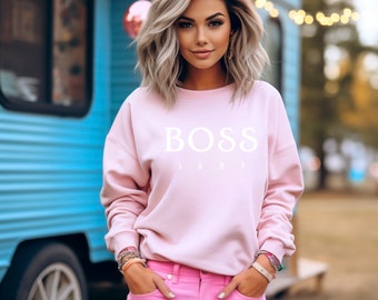 Boss lady unisex sweatshirt, funny sweatshirt for girl, trendy sweatshirt , happy sweatshirt, positive slogan shirt, girl power sweatshirt