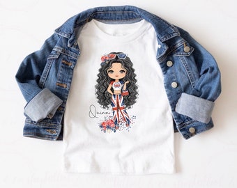 T-shirt personnalisé pour enfants de fille de mode britannique, t-shirt personnalisé pour enfants, tee-shirt personnalisé pour enfants, vêtements personnalisés pour enfants, fille de mode