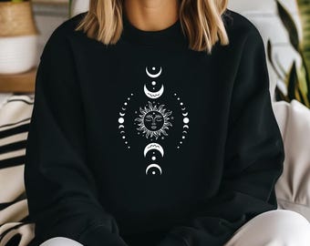 Sun & Moon Celestial Sweatshirt | Boho Zodiac Crewneck