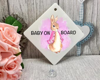 Panneau de voiture Baby on Board, motif girafe mignon, 14 x