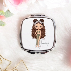 Personalised bikini bridesmaid Wedding Compact Mirror, Ideal Gift For Bride, Wedding gift for bride, Personalised gift, hen do gift