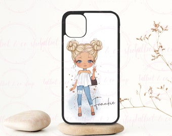 Personalised fashion girl iPhone case, iPhone 6,7,8,9,11,12,13 pro,pro max, x,Xr,  personalised custom name phone case,