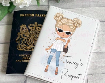 Personalized Fashion Girl Passport Cover, Custom Travel Wallet