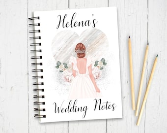 Personalised Bride heart Notebook, wedding notebook, gift for bride, engagement gift, wedding planner, soon to be mrs notebook