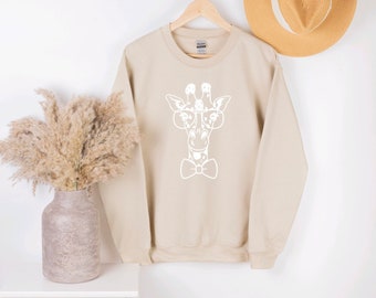 bow tie giraffe unisex sweatshirt, feel good sweatshirt, good vibes, happy sweatshirt, positive slogan shirt