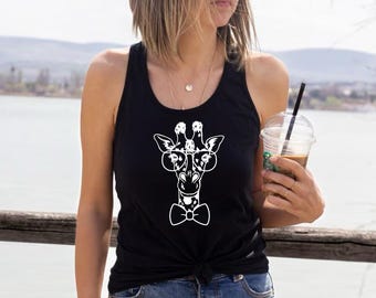 Giraffe with Sunglasses Tank Top, Yoga Workout Vest