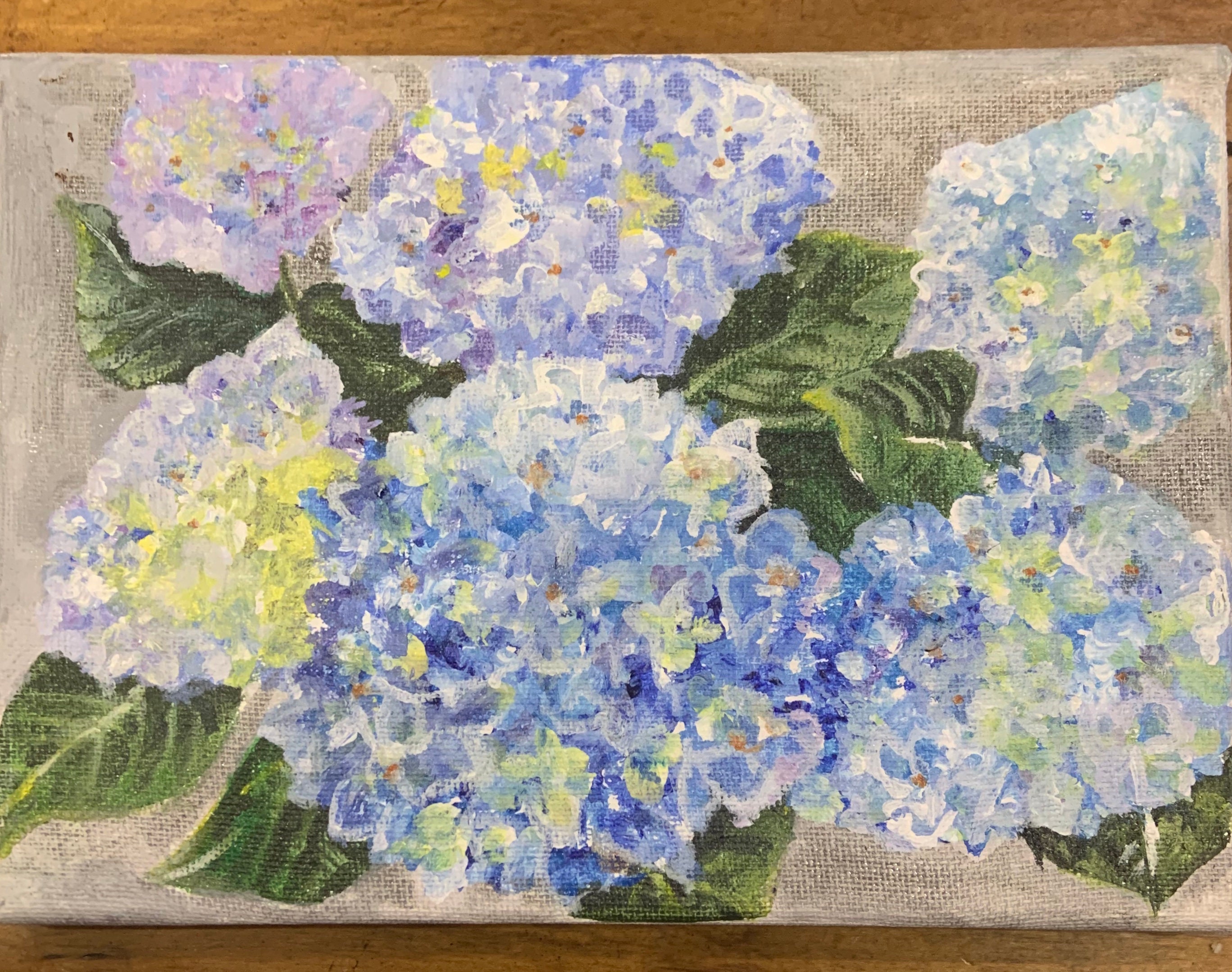 Mini acrylic canvas painting Hydrangeas of grace and beauty Etsy