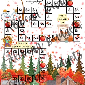Savings Dice Board Game | Falling Leaves | Digital | Cash Envelope Budget Challenge