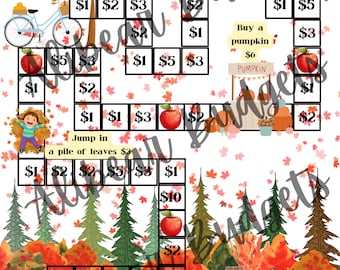 Savings Dice Board Game | Falling Leaves | Digital | Cash Envelope Budget Challenge