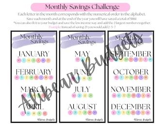 Monthly Savings Savings Challenge | A6
