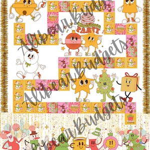 Bordspel met spaardobbelstenen | Retro kerstfeest | Digitaal | Budgetuitdaging contante envelop