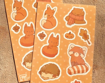 Seasonal Themed Cute Animals Sticker Sheet - 1 Sheet